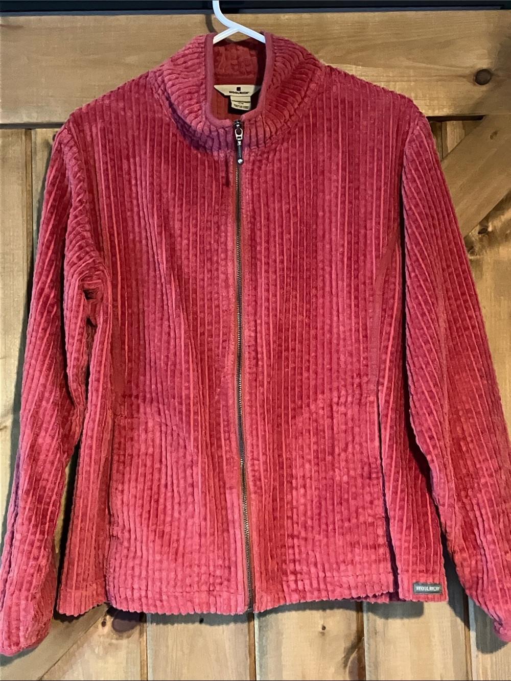 Woolrich corduroy jacket in soft ruby/ coral